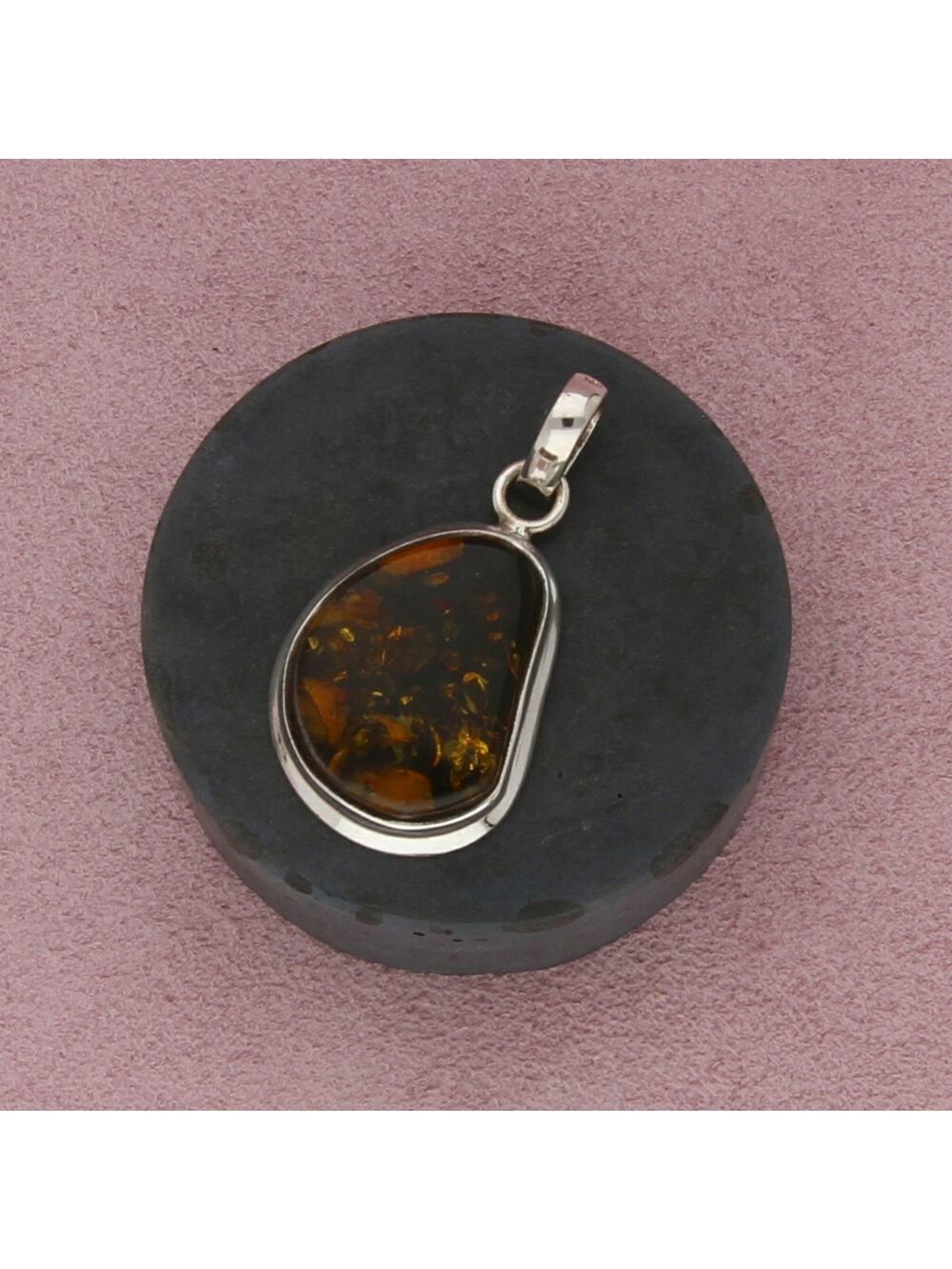 sterling silver chunky amber pendant
